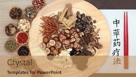  Presentation with bamboo paper - Theme with traditional-chinese-herbs-used background and a coral colored foreground