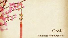  Presentation with mean - PPT layouts enhanced with traditional chinese knot calligraphy mean background and a cream colored foreground