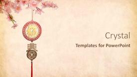  Presentation with mean - PPT theme having traditional-chinese-knot-calligraphy-mean background and a cream colored foreground