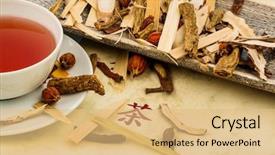  Presentation with tea plant - PPT theme enhanced with traditional chinese medicine cure background and a  colored foreground