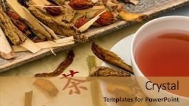  Presentation with traditional chinese medicine - Colorful PPT layouts enhanced with traditional chinese medicine curing diseases backdrop and a gold colored foreground