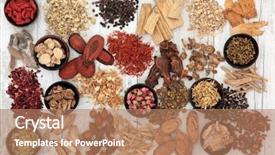  Presentation with traditional chinese medicine - Beautiful slide set featuring traditional chinese medicine ingredients backdrop and a coral colored foreground