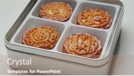  Presentation with chinese traditional - Colorful theme enhanced with traditional-chinese-moon-cake backdrop and a coral colored foreground