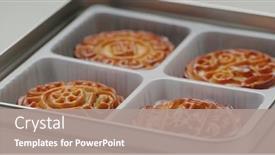  Presentation with festival - Audience pleasing theme consisting of traditional-chinese-moon-cake backdrop and a coral colored foreground