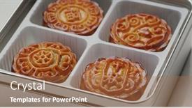  Presentation with festival - PPT theme enhanced with traditional-chinese-moon-cake background and a coral colored foreground