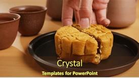  Presentation with festival - Presentation with traditional-chinese-moon-cake background and a tawny brown colored foreground