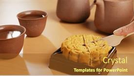  Presentation with festival - Presentation theme enhanced with traditional-chinese-moon-cake background and a tawny brown colored foreground
