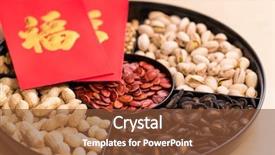  Presentation with chinese new year lunar - Colorful presentation design enhanced with traditional chinese new year snack backdrop and a tawny brown colored foreground