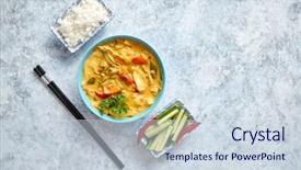  Presentation with chinese traditional - Colorful slide deck enhanced with traditional chinese or thai chicken backdrop and a sky blue colored foreground