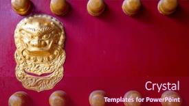  Presentation with chinese traditional - PPT theme featuring traditional-chinese-palace-entrance background and a  colored foreground