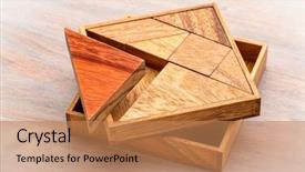  Presentation with abstract puzzle - Colorful slide set enhanced with triangle square - tangram a traditional chinese puzzle backdrop and a coral colored foreground