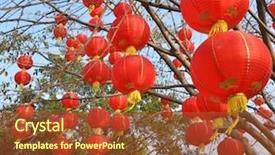  Presentation with lantern chinese - Beautiful slide set featuring young pregnant woman with headphones backdrop and a lemonade colored foreground