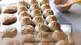  Presentation with chinese traditional - Presentation enhanced with traditional-chinese-savory-stuffed-buns background and a coral colored foreground