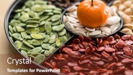  Presentation with chinese new year lunar - Colorful presentation theme enhanced with chinese snack tray for lunar backdrop and a tawny brown colored foreground