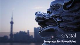  Presentation with chinese traditional - Slide set enhanced with traditional chinese statue with shanghai background and a navy blue colored foreground