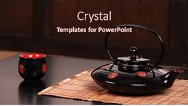  Presentation with ceremony - Amazing slides having traditional chinese tea ceremony with kettle and cup backdrop and a wine colored foreground