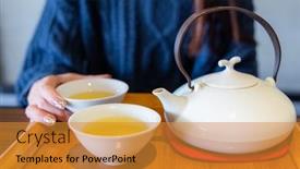  Presentation with chinese restaurant - PPT theme having traditional-chinese-tea-ceremony background and a gold colored foreground