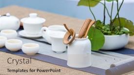  Presentation with chinese traditional - Audience pleasing presentation theme consisting of traditional-chinese-teapot-used backdrop and a mint green colored foreground
