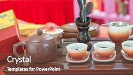  Presentation with chinese traditional - Presentation design having traditional chinese teapot used background and a tawny brown colored foreground