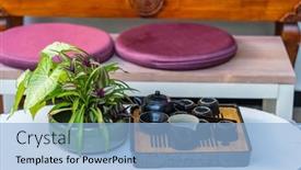  Presentation with chinese-traditional - PPT theme with traditional-chinese-teapot-used background and a light blue colored foreground