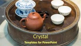  Presentation with ceremony - Slides featuring traditional chinese teapot used in tea ceremony background and a tawny brown colored foreground
