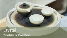  Presentation with ceremony - Theme featuring traditional chinese teapot used in tea ceremony background and a gray colored foreground