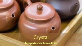  Presentation with ceremony - Slides featuring traditional chinese teapot used in tea ceremony background and a tawny brown colored foreground