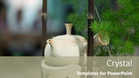  Presentation with chinese traditional - Presentation theme consisting of traditional chinese teapot used in tea ceremony background and a mint green colored foreground