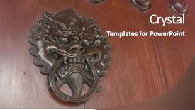  Presentation with chinese temple - Beautiful presentation theme featuring traditional chinese temple lion statue backdrop and a tawny brown colored foreground