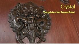  Presentation with chinese temple - Presentation theme with traditional chinese temple lion statue background and a tawny brown colored foreground