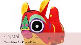  Presentation with chinese traditional - Colorful presentation enhanced with traditional chinese toy tiger with white background backdrop and a coral colored foreground