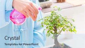  Presentation with chinese traditional - Presentation theme consisting of protection water - woman wearing traditional chinese uniform background and a light blue colored foreground