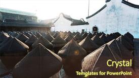  Presentation with fermentation - Audience pleasing theme consisting of traditional chinese wine fermentation cans in wuzhen backdrop and a tawny brown colored foreground
