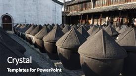  Presentation with fermentation - Slides with traditional chinese wine fermentation cans in wuzhen background and a dark gray colored foreground