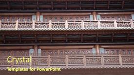  Presentation with traditional wood - Presentation theme enhanced with traditional-chinese-wood-building-details background and a tawny brown colored foreground