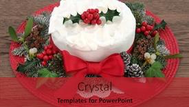  Presentation with christmas holly - Presentation theme featuring traditional-christmas-cake-with-holly background and a crimson colored foreground