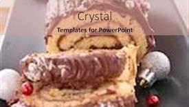  Presentation with swiss roll - Slide set with traditional-christmas-cake-yule-log background and a coral colored foreground