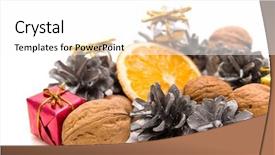  Presentation with nuts - Beautiful presentation theme featuring traditional christmas decoration with fruit backdrop and a  colored foreground