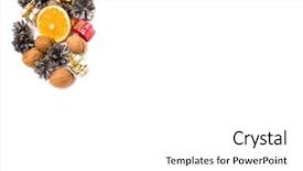  Presentation with decoration - PPT theme with traditional christmas decoration with fruit background and a  colored foreground