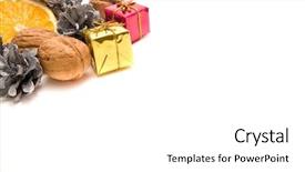  Presentation with nuts - Presentation theme with traditional christmas decoration with fruit background and a  colored foreground