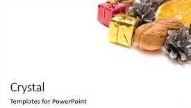  Presentation with christmas lights bulb decoration - Presentation theme with traditional christmas decoration with fruit background and a  colored foreground