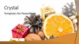  Presentation with traditional - Slides with traditional christmas decoration with fruit background and a  colored foreground