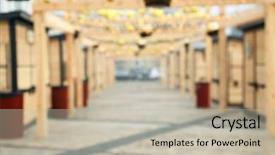  Presentation with christmas hamper gift traditional - PPT theme having traditional christmas fair kiosks blurred background and a  colored foreground