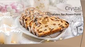  Presentation with sugar - Cool new theme with traditional-christmas-stollen-with-icing backdrop and a soft green colored foreground