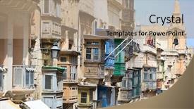  Presentation with malta - Audience pleasing slides consisting of traditional closed wooden balconies backdrop and a coral colored foreground