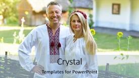  Presentation with embroidery - PPT theme enhanced with traditional clothing vyshyvanka with embroidery background and a light blue colored foreground