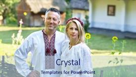  Presentation with embroidery - Cool new PPT theme with traditional clothing vyshyvanka with embroidery backdrop and a light blue colored foreground