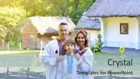  Presentation with clothing - Colorful PPT theme enhanced with traditional clothing vyshyvanka with embroidery backdrop and a light blue colored foreground