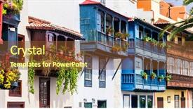  Presentation with colonial - Amazing PPT theme having traditional colonial architecture of canary backdrop and a tawny brown colored foreground