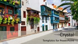  Presentation with colonial - Slide set consisting of traditional colonial architecture of canary background and a mint green colored foreground